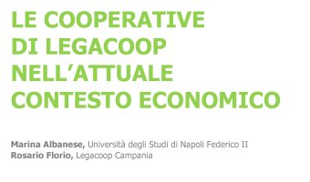Le cooperative Legacoop: una ricerca